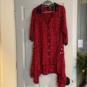 Handpainted red and black multi pattern tunic